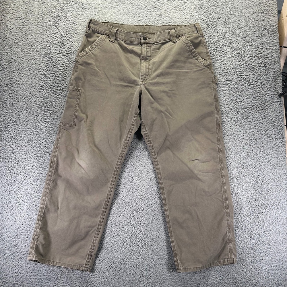 Carhartt Pant Men's 40x30 Beige Cotton Carpenter Straight Leg Workwear Utility